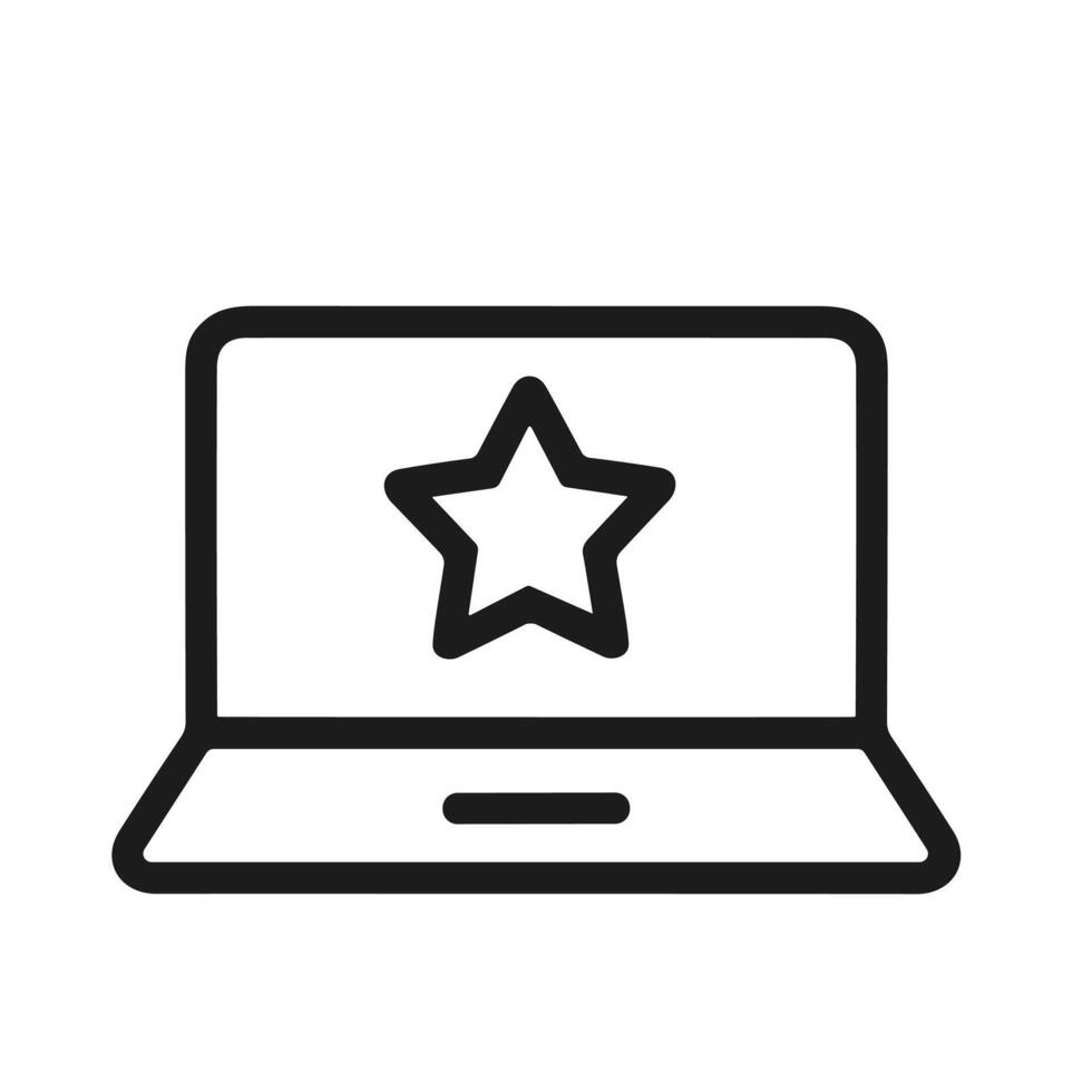 Simple Outline Laptop Star Display Interface User Rating Interface Icon vector