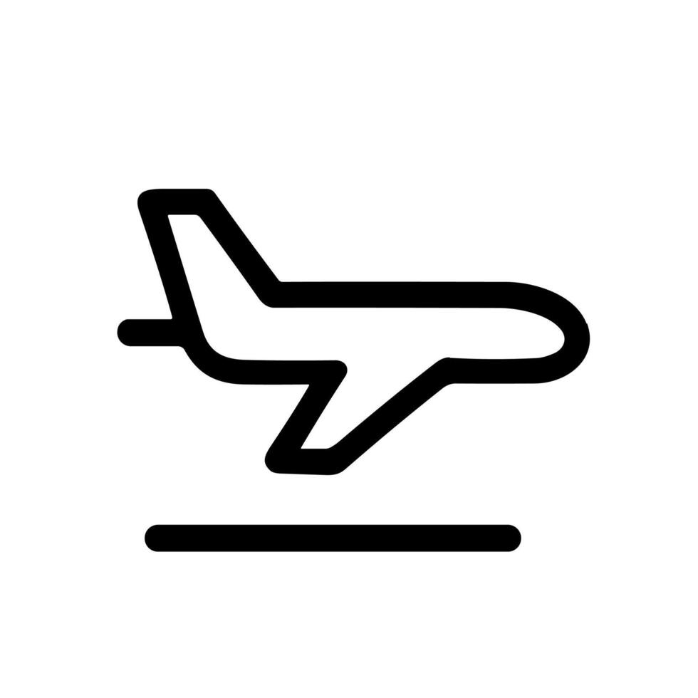 Minimalist Outline Airplane Departure Symbol Icon for Travel and Transportation vector