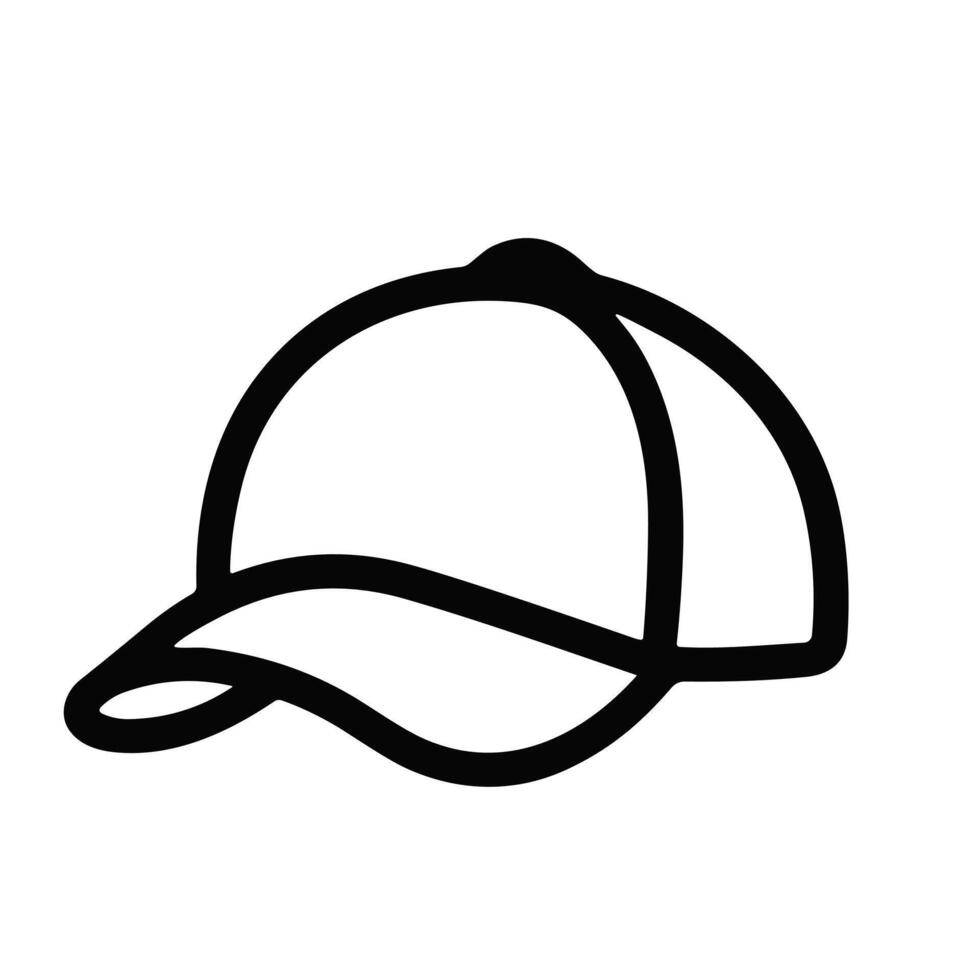 Simple Outline Handdrawn Baseball Cap Style Fashion Accessory Clothing Icon vector