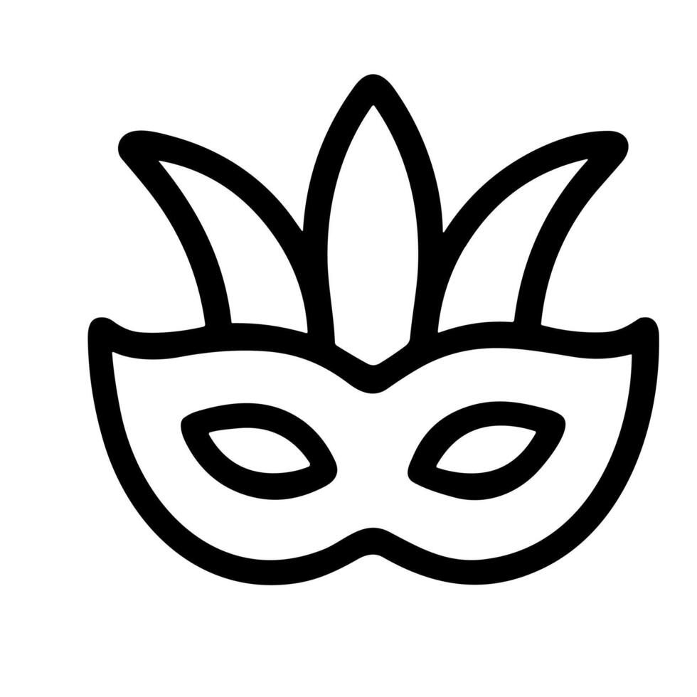 Simple Line Art Carnival Venetian Mask Decoration Shape Icon vector