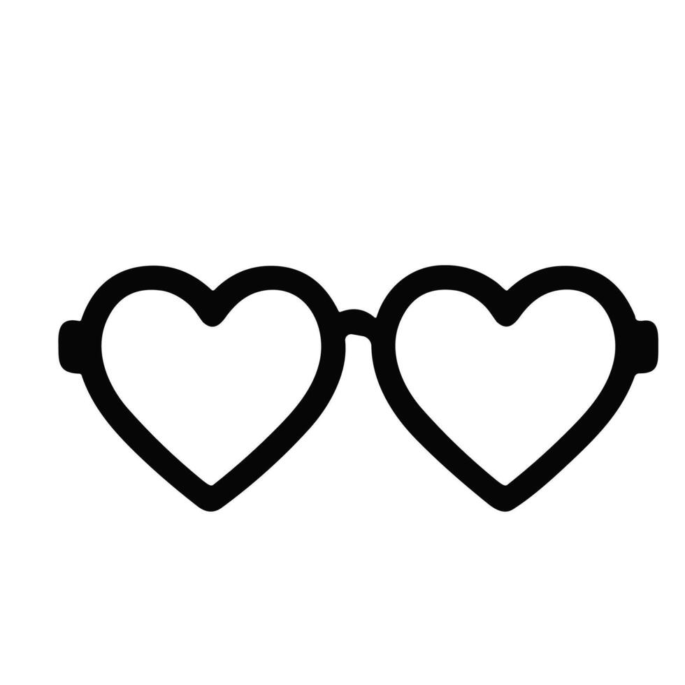 Simple Black and White Heart Shaped Glasses Fashion Accessory Icon vector