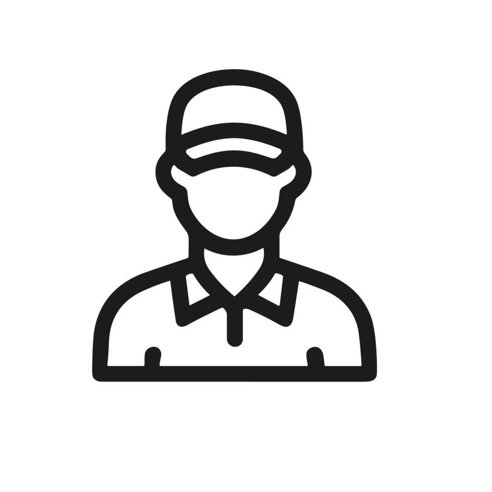 Simple Outline Lineart Person with Cap Icon for User Interface vector