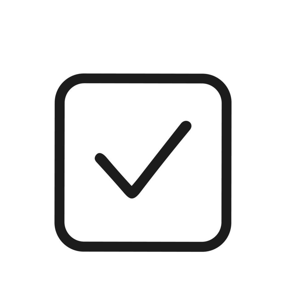 Simple Line Square Check Mark Symbol Sign Element Shape Icon vector