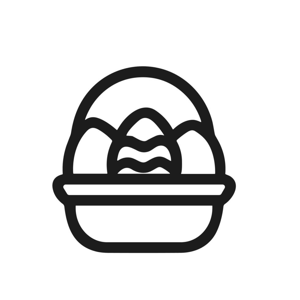 Simple Outline Easter Egg Basket Minimalist Line Drawing Icon Symbol vector