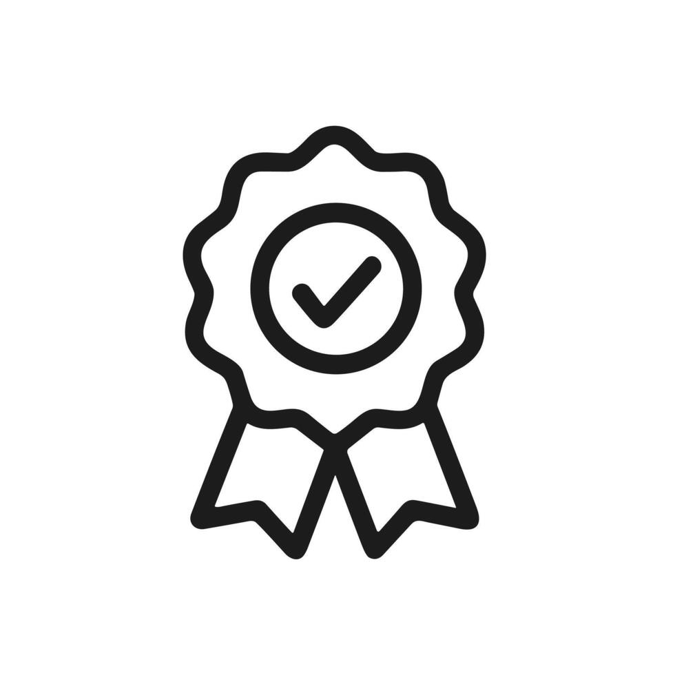 Handdrawn Outline Award Ribbon Checkmark Badge Guarantee Icon Element vector