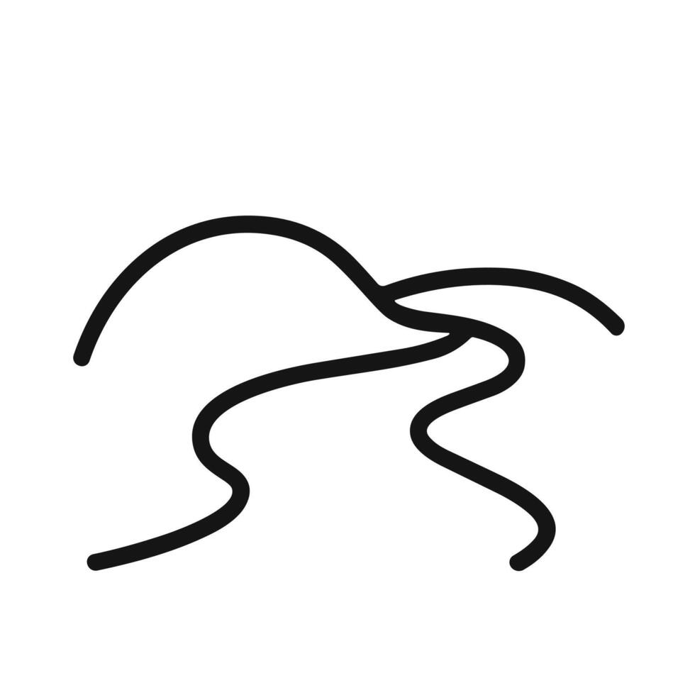 Minimalist Outline Continuous Line Winding Road Landscape Symbol Icon Illustration vector