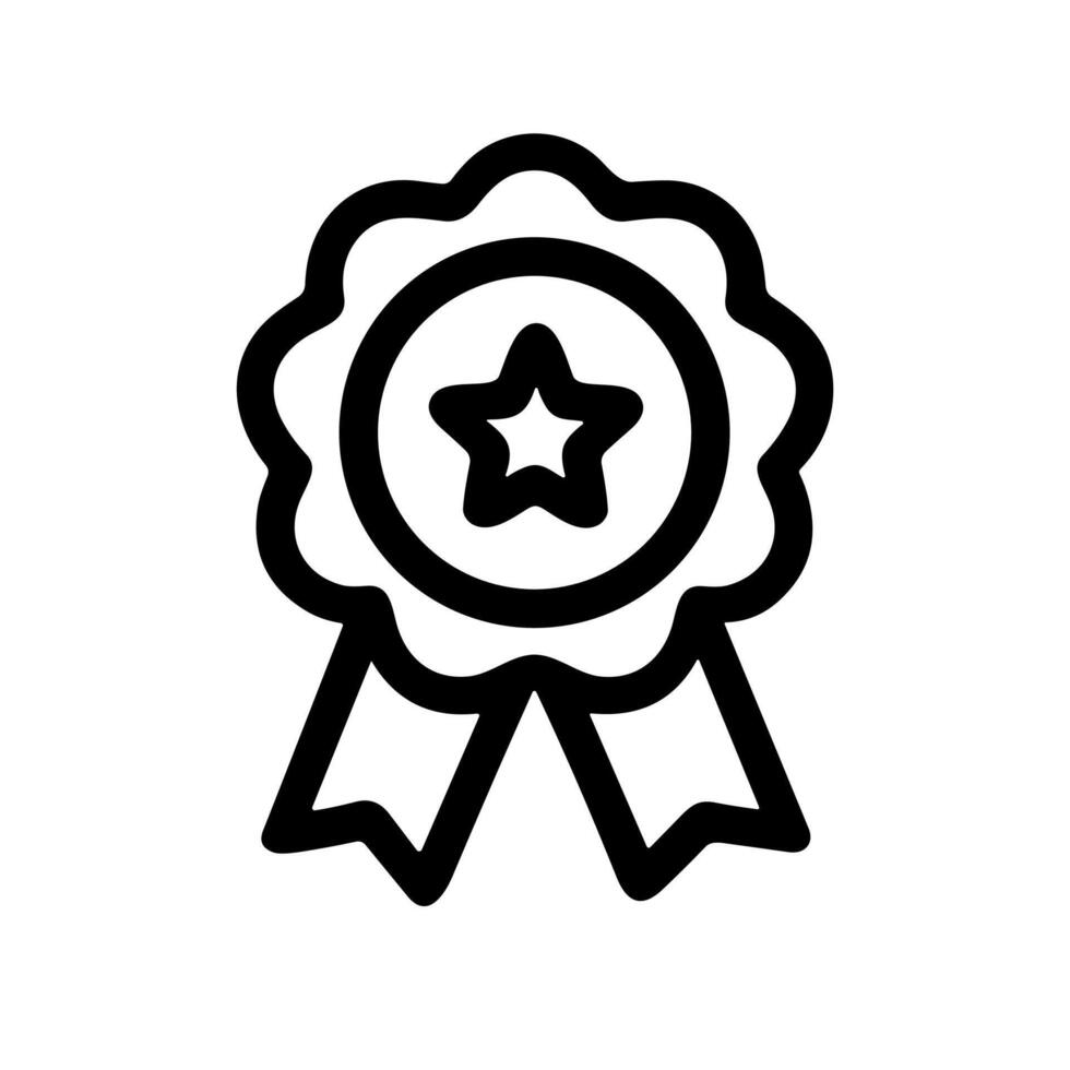 Outline Simple Badge Award with Ribbon Star Icon Symbol Graphic vector