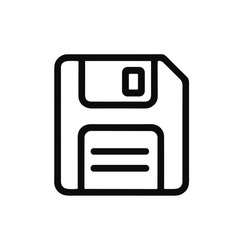 Minimalist Lineart Floppy Diskette Save Icon Old Technology Media vector