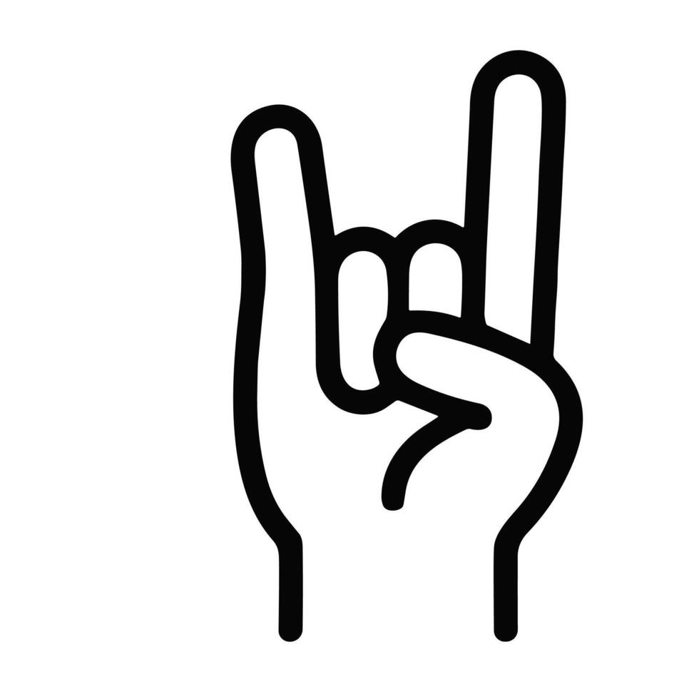 Simple Line Drawing Rock On Hand Gesture Music Sign Icon vector