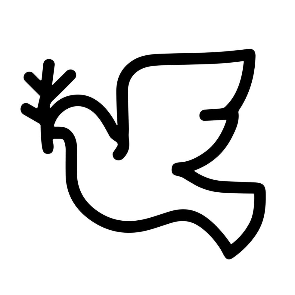 Simple Outline Flying Dove Holding Olive Branch Peace Symbol Icon vector