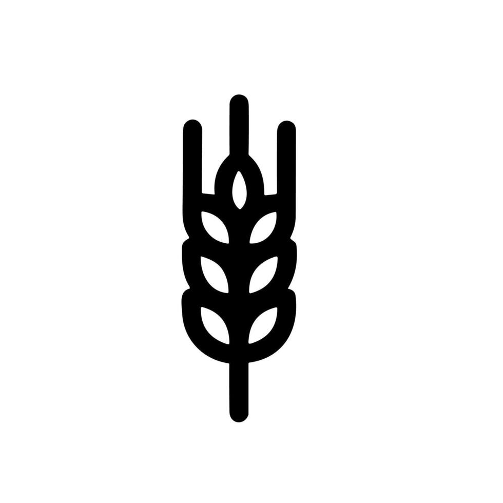 Simple Outline Wheat Ear Grain Plant Agriculture Minimalist Icon vector