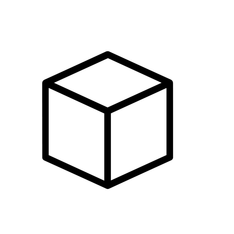 Simple Outline Geometric Cube Box Shape Icon Graphic Element vector