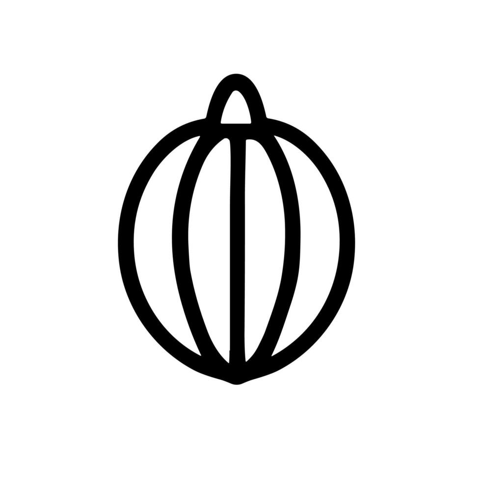 Simple Outline Spherical Lychee Fruit Tropical Food Symbol Graphic Element vector