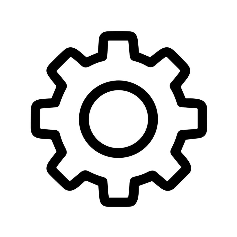 Simple Outline Gear Cogwheel Mechanism Process Minimalist Sign Icon Design vector