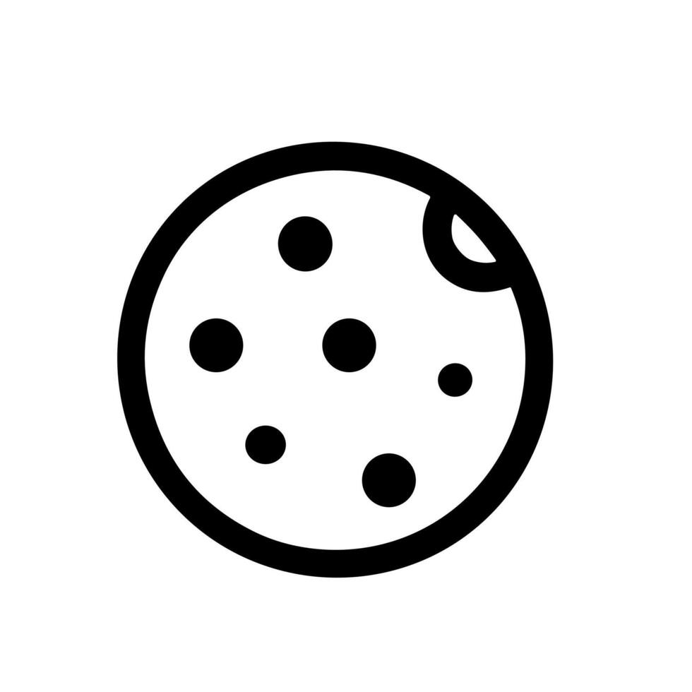 Minimalist Outline Delicious Cookie with Crumbs Food Line Art Icon vector