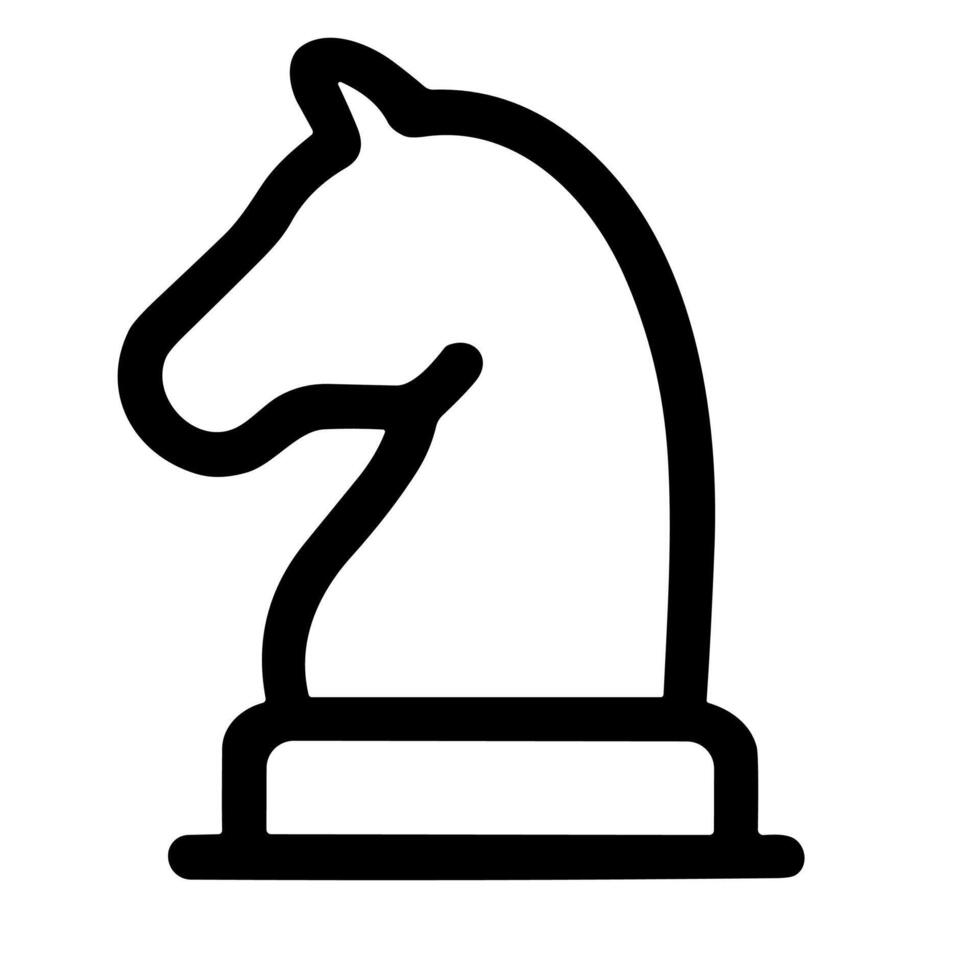 Simple Line Drawn Chess Knight Head Symbol Game Piece Icon vector