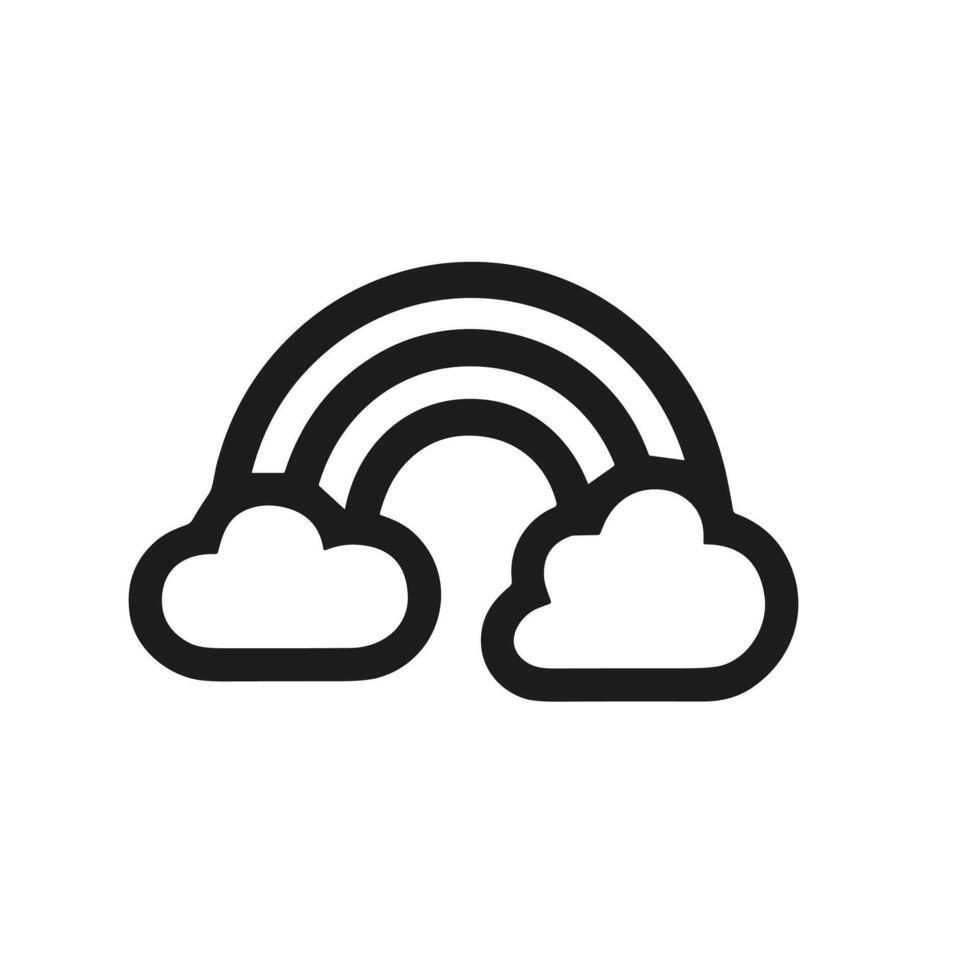 Outline Handdrawn Rainbow with Cloud Line Art Symbol Illustration vector