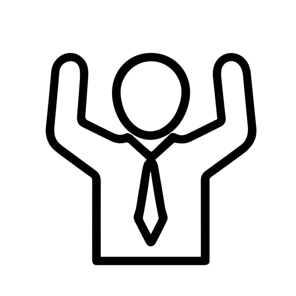 Simple Line Art Businessman with Arms Raised Celebration Illustration vector
