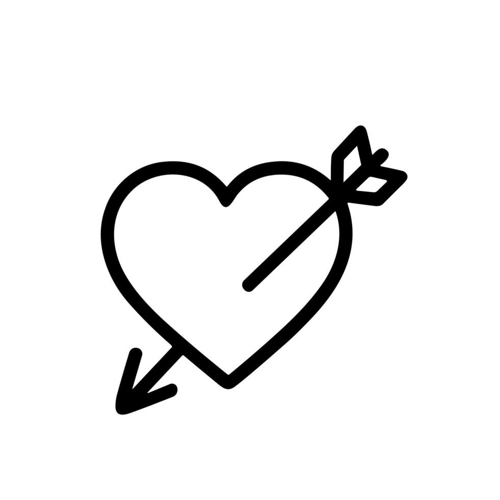 Simple Line Heart Arrow Romantic Love Symbol Shape Icon Graphic Element vector