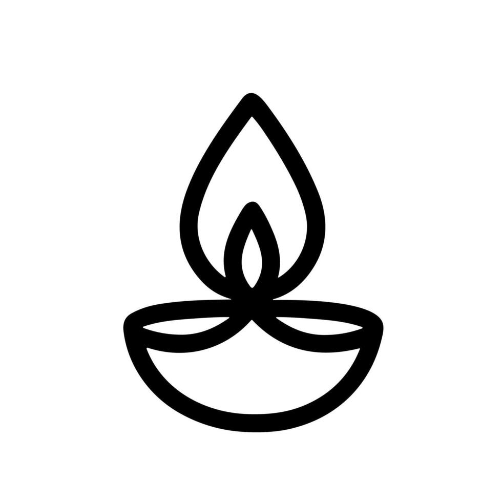 Minimalist Outline Diwali Lamp Graphic Element for Religious Celebration vector
