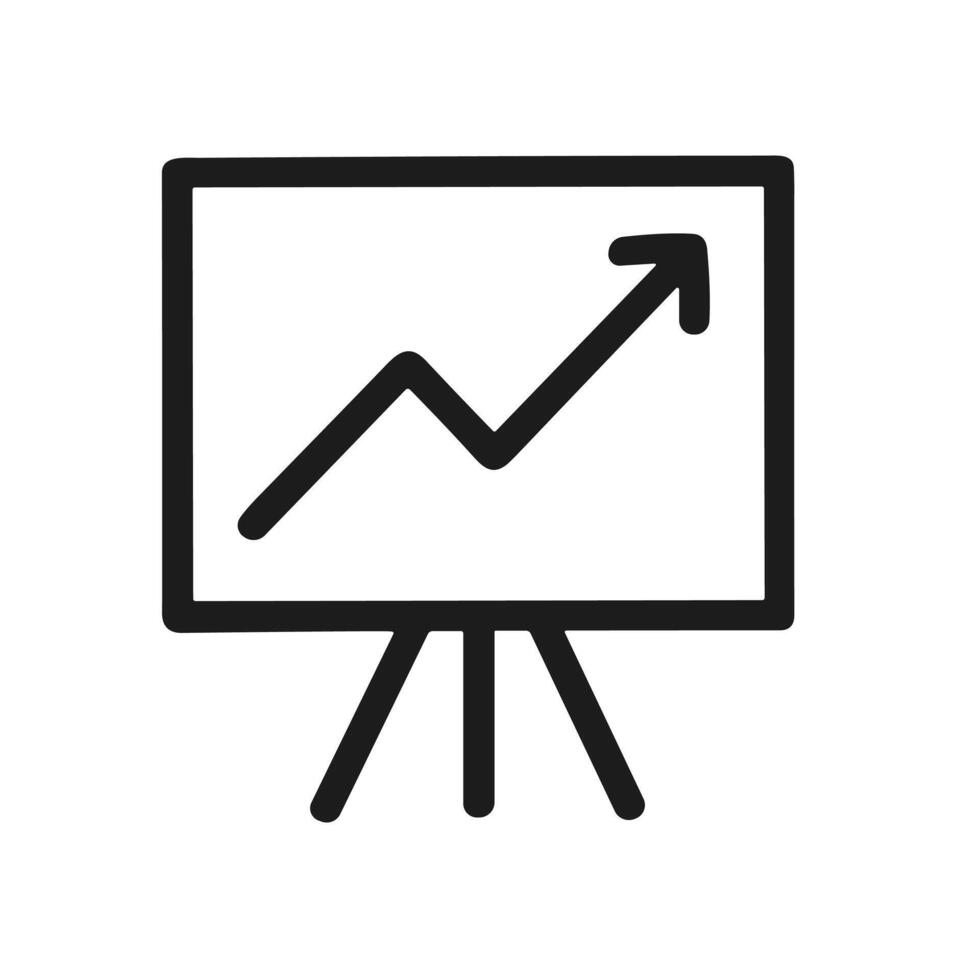 Minimalist Line Art Presentation Board Growing Trend Chart Diagram Icon vector