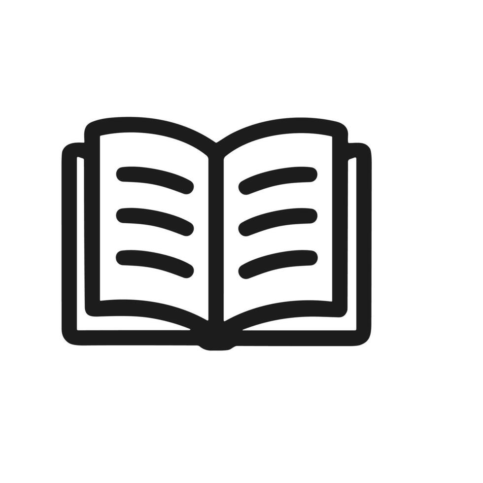 Simple Line Open Book Illustration Icon Symbol for Education Material vector