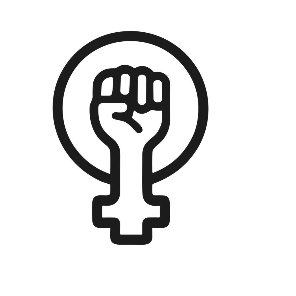 Simple Black Outline Fist Symbol of Feminism Activism Icon vector