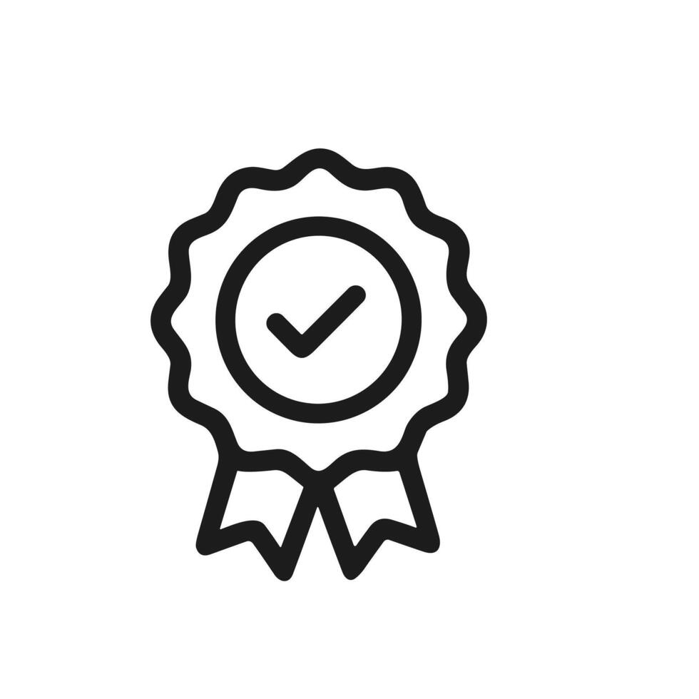 Minimalist Lineart Award Ribbon Checkmark Approved Quality Guarantee Icon vector