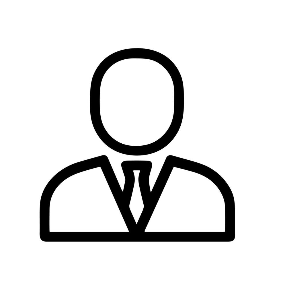 Simple Outline Line Man Avatar with Tie Sign Icon Symbol vector