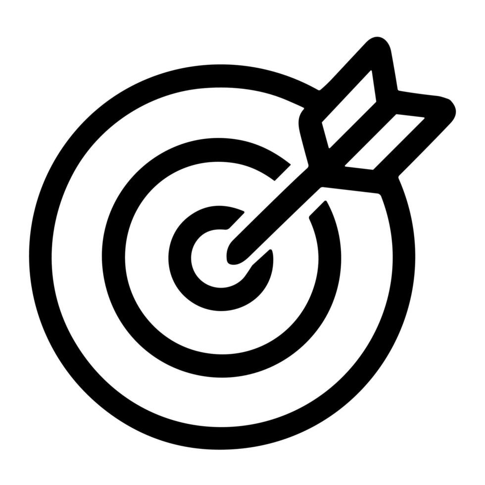 Simple Line Style Arrow Hitting Target Goal Achievement Icon Symbol vector