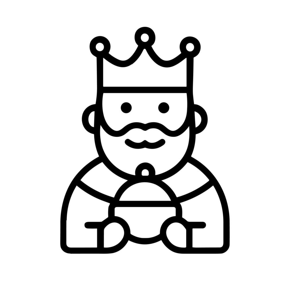 Minimalist Line Art Wise Man King Holding Ornament Religious Icon vector