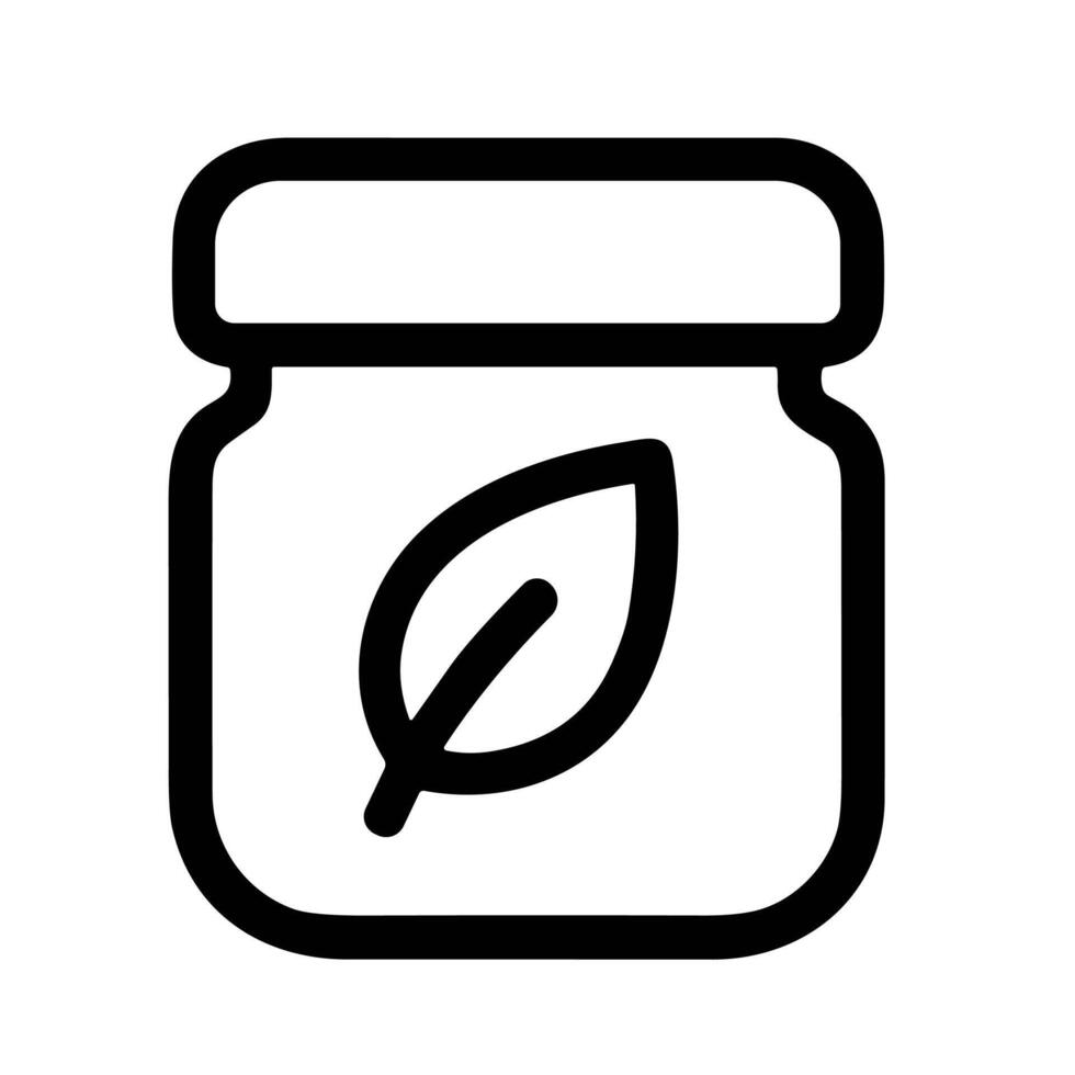 Minimalist Outline Jar with Leaf Graphic Organic Food Icon Element vector