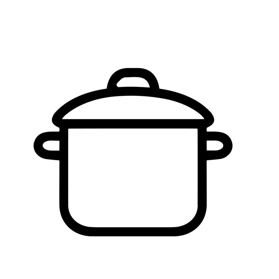 Minimalist Outline Simple Cooking Pot with Lid Kitchen Utensil Icon vector