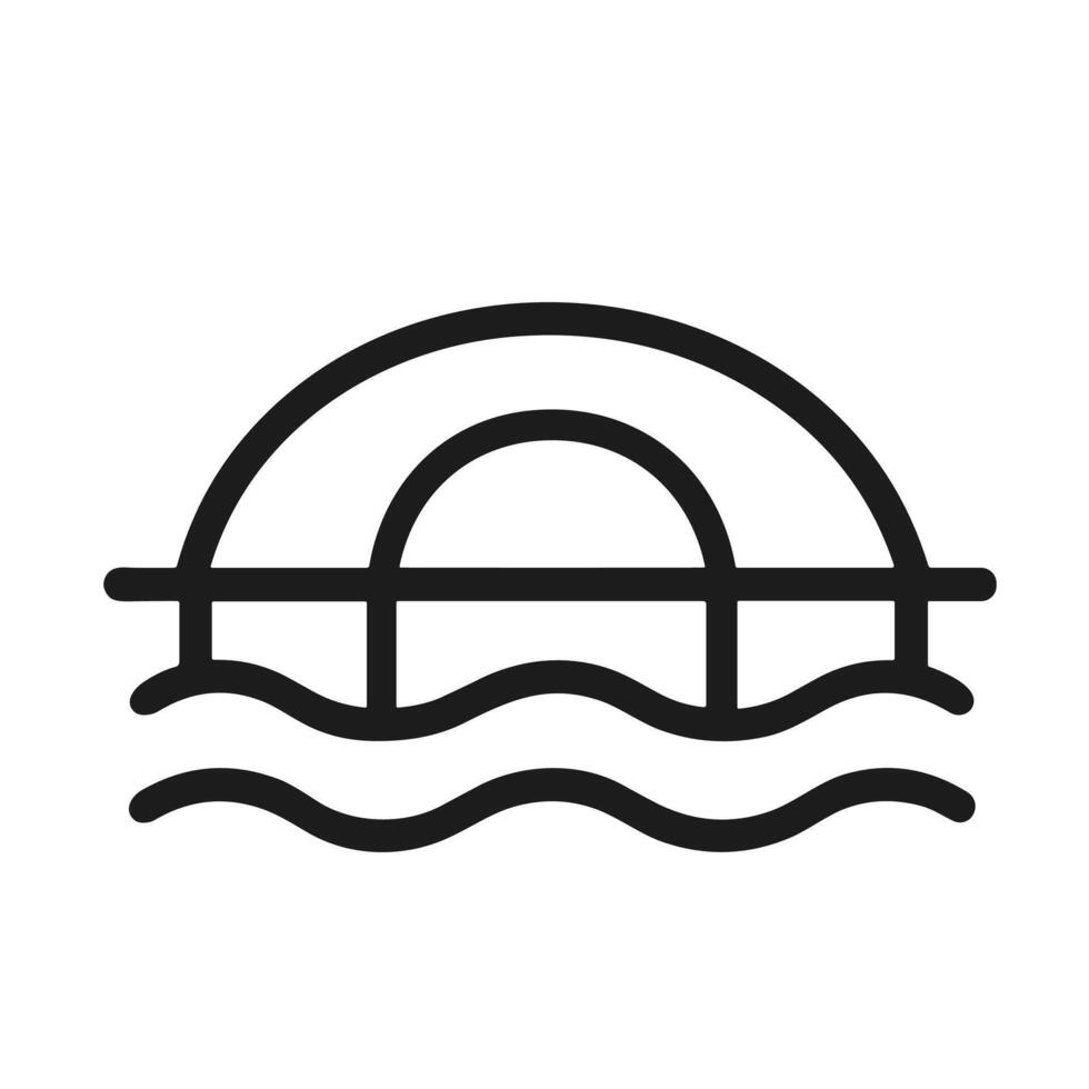 Minimalist Line Art Bridge Over Water Icon Sign Symbol Element vector