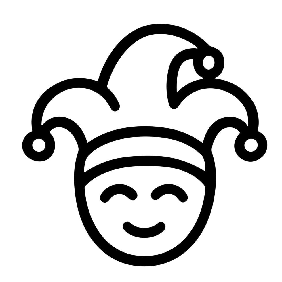 Simple Line Art Jester Face Clown Hat Carnival Party Celebration Icon vector