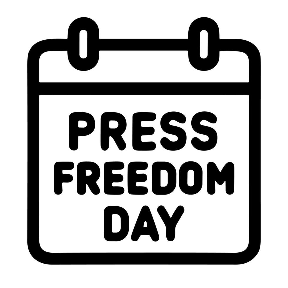 Black and White Outline Calendar Press Freedom Day Event Icon vector
