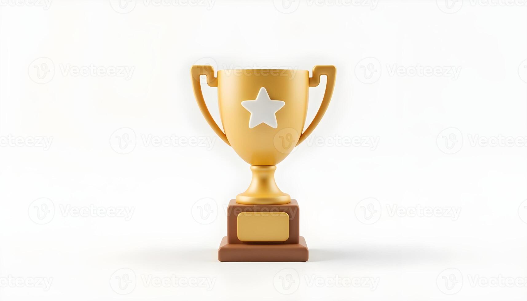 A gold trophy with a star, representing winning, success, and high achievement. photo