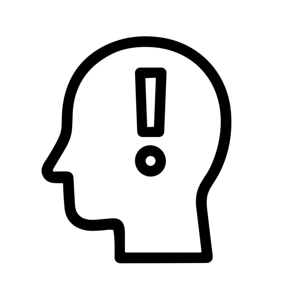 Simple Outline Alert Head with Exclamation Mark Awareness Symbol Icon vector