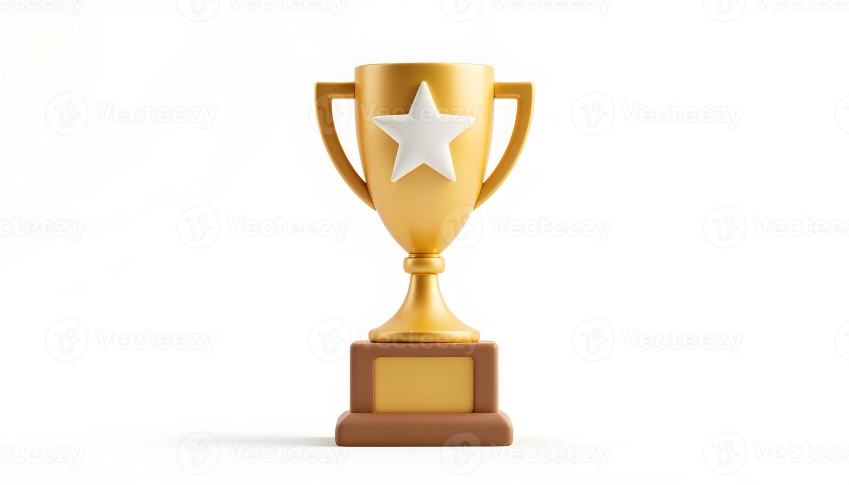 A golden trophy with a white star, symbolizing victory and achievements on a white background. photo