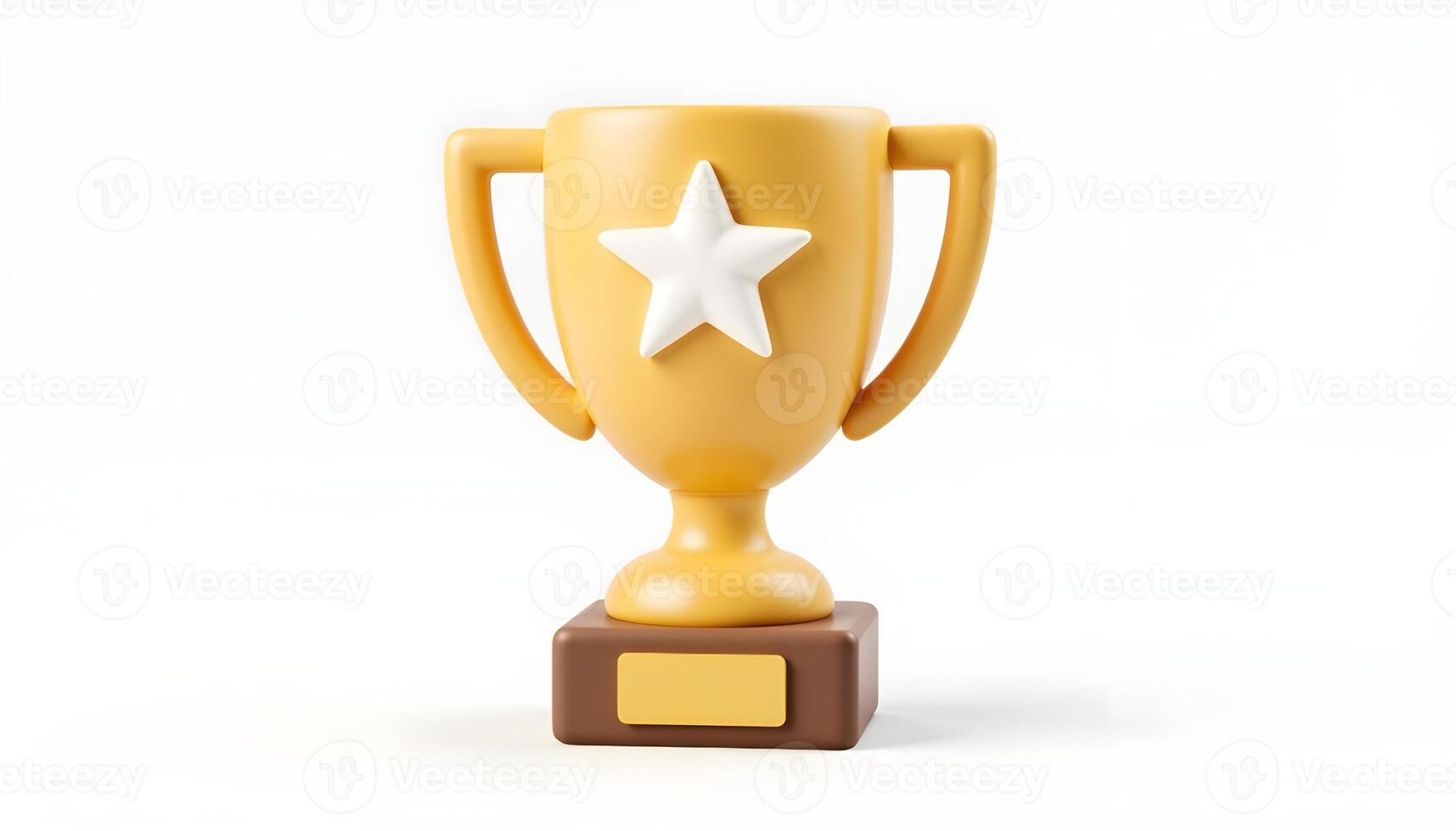 A golden trophy with a star signifies achievement, isolated against a clean white background. photo