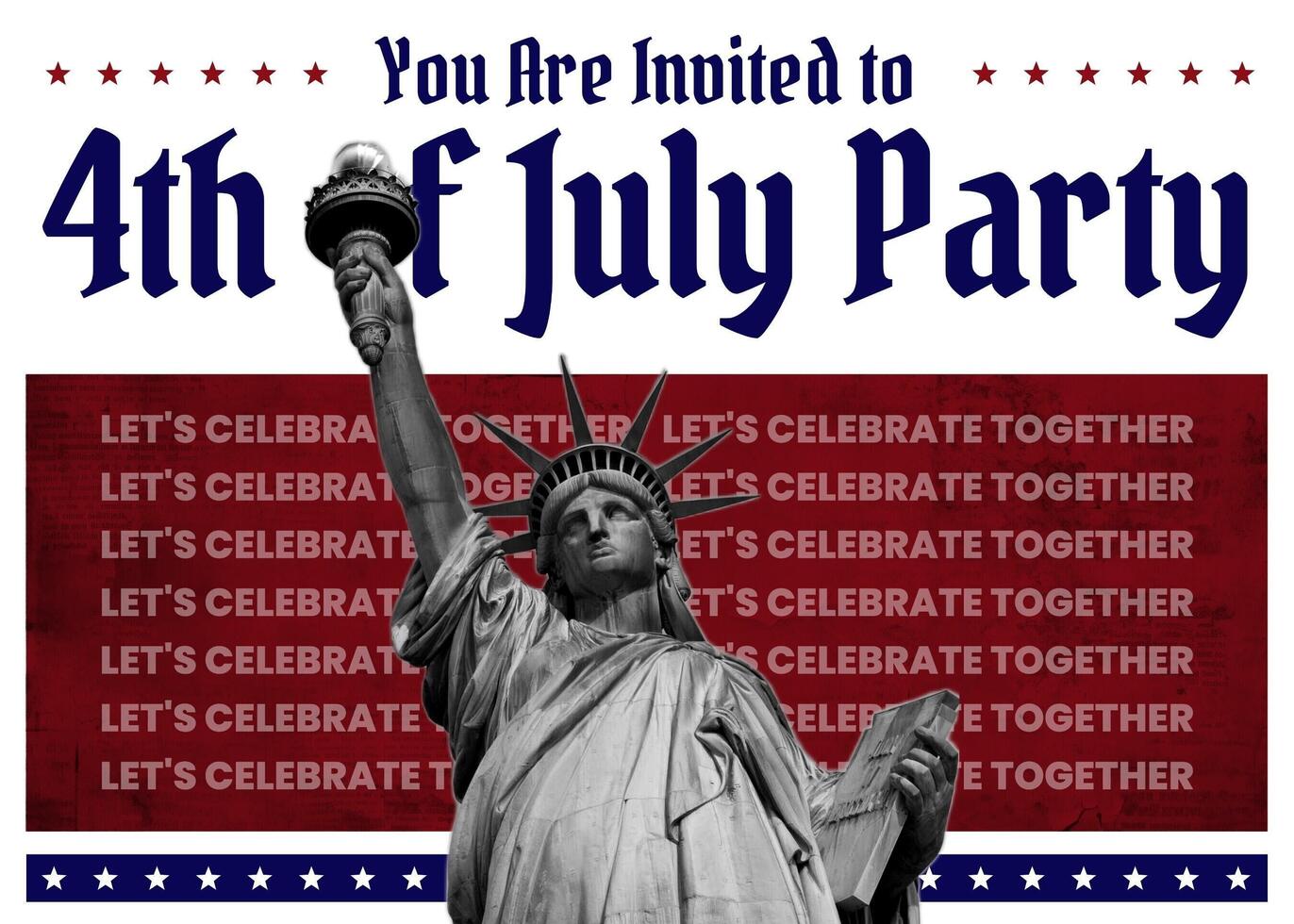 Red and Blue 4th Of July Invitation Party Template