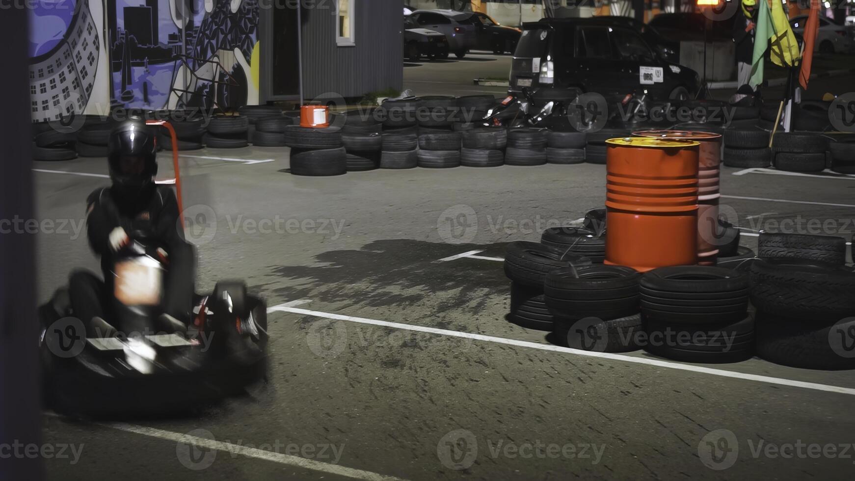 The Thrilling and Exciting Scene of Indoor GoKart Racing Offers an Unforgettable Experience. Media photo