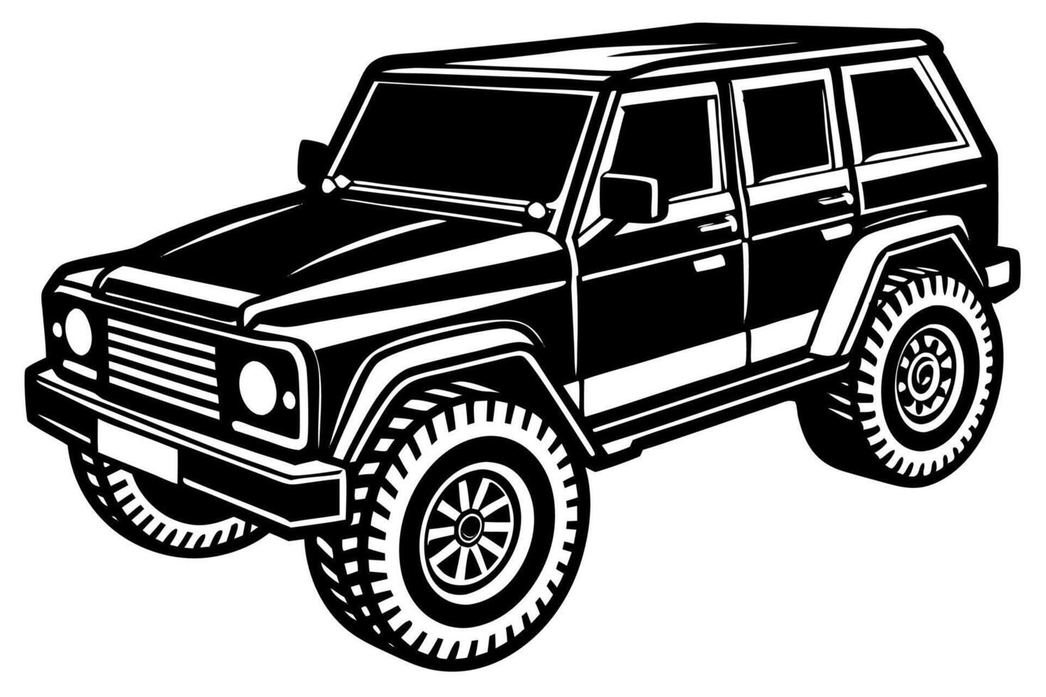 Black and white jeep on a white background vector