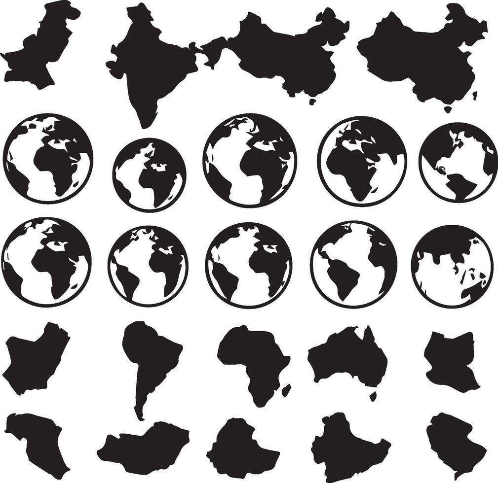 world map icons, Map and global world vector