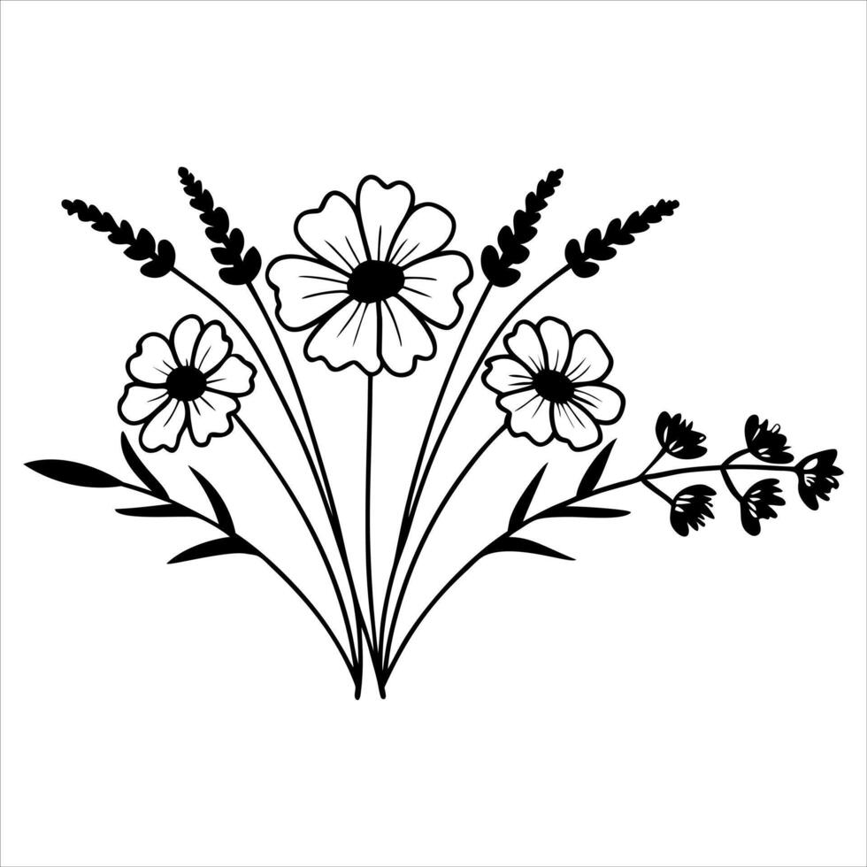 floral illustration with a pink flower and leaf design vector