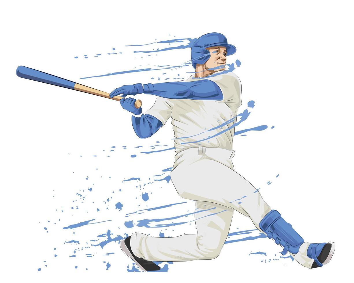 Baseball player hitting the ball with a bat vector