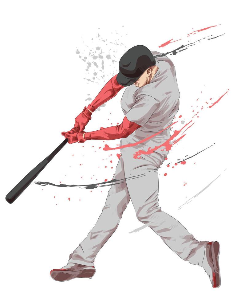 A baseball player swinging his bat at a ball vector