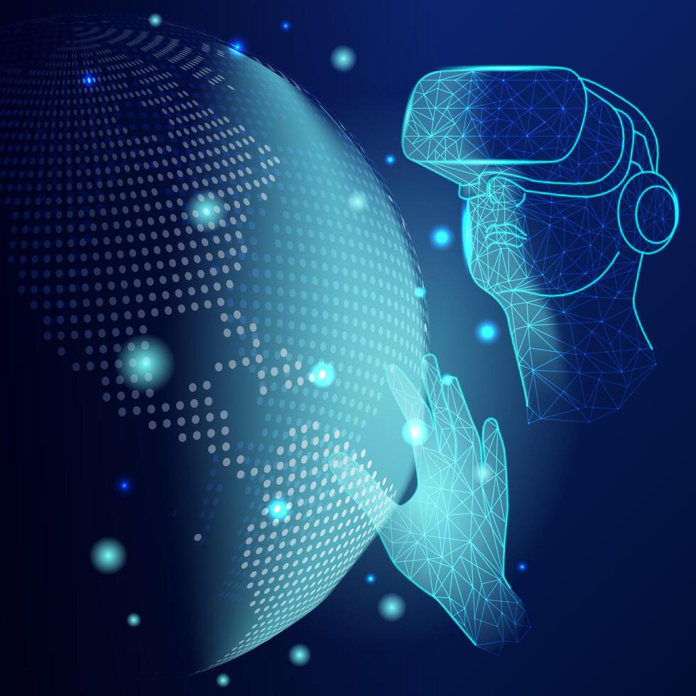 Virtual reality technology and the future of work vector