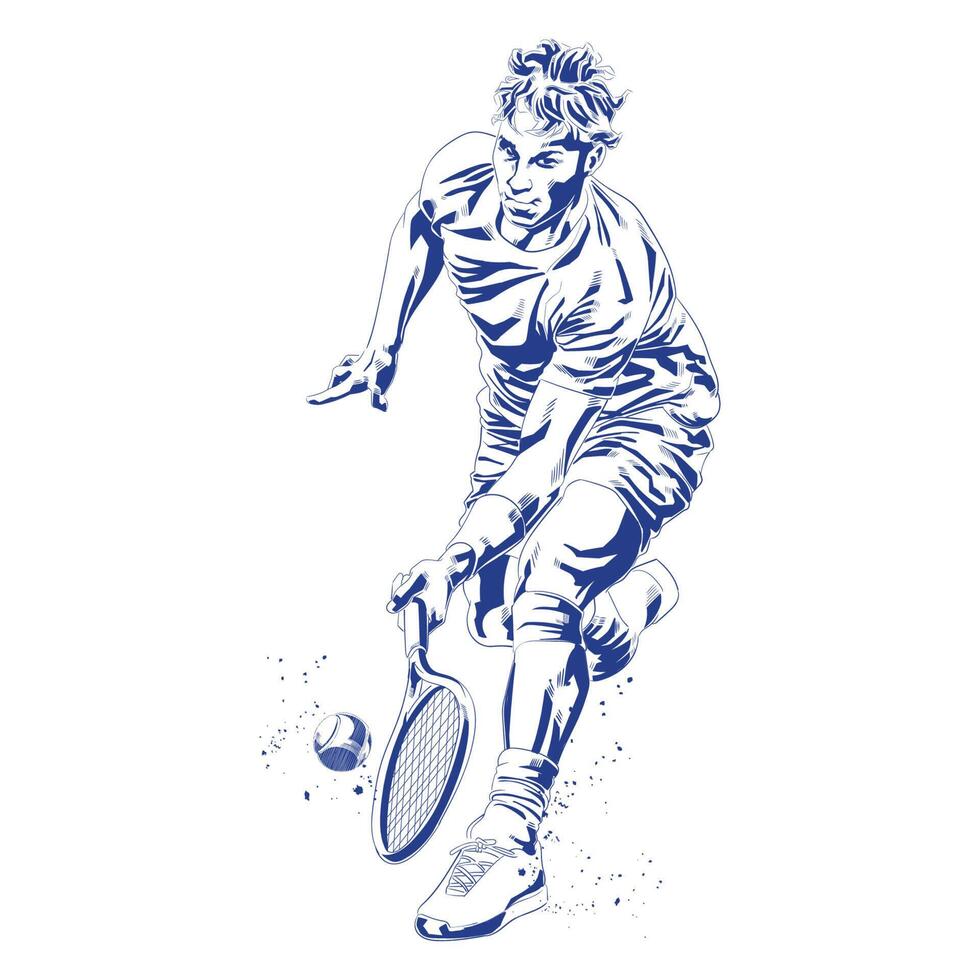 A tennis player is about to hit the ball vector