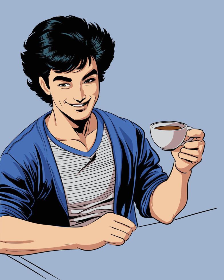 A man is holding a cup of coffee vector